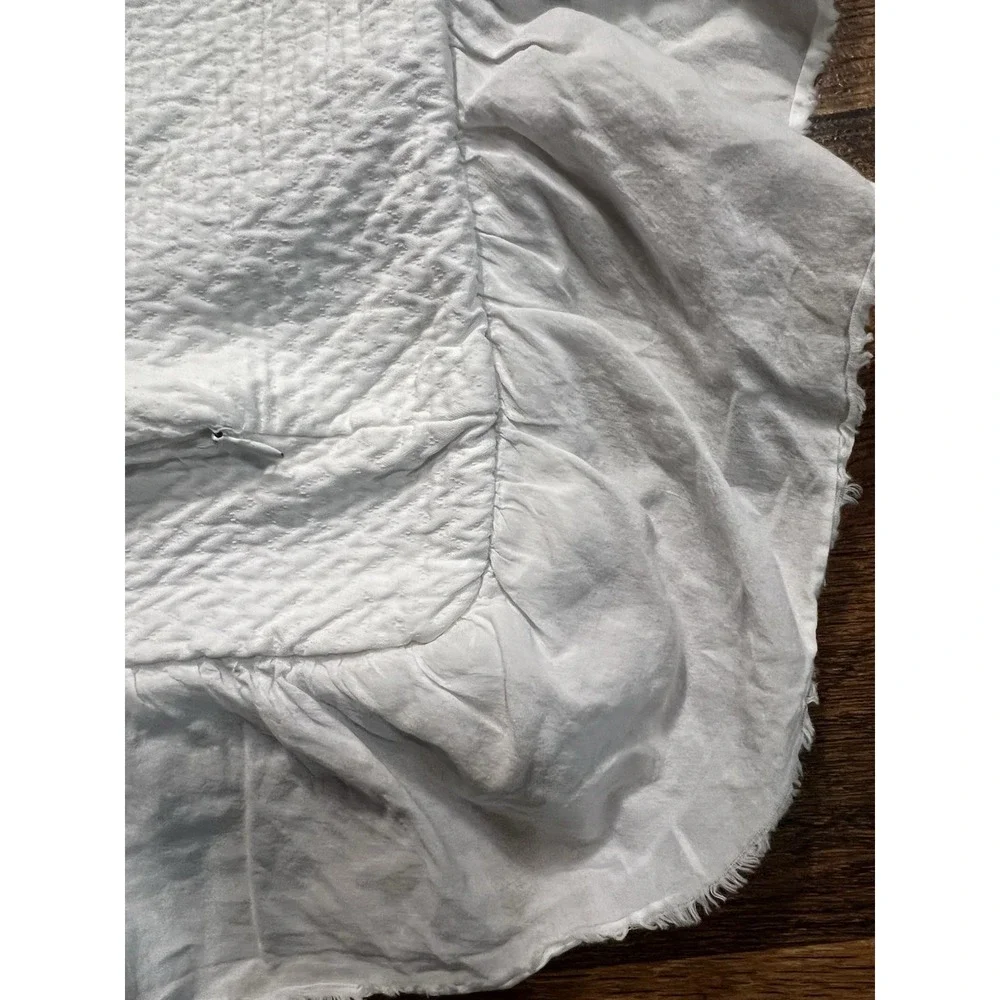 Single PiuBelle White Cotton Ruffled Textured EURO Pillow Sham 100% Cotton